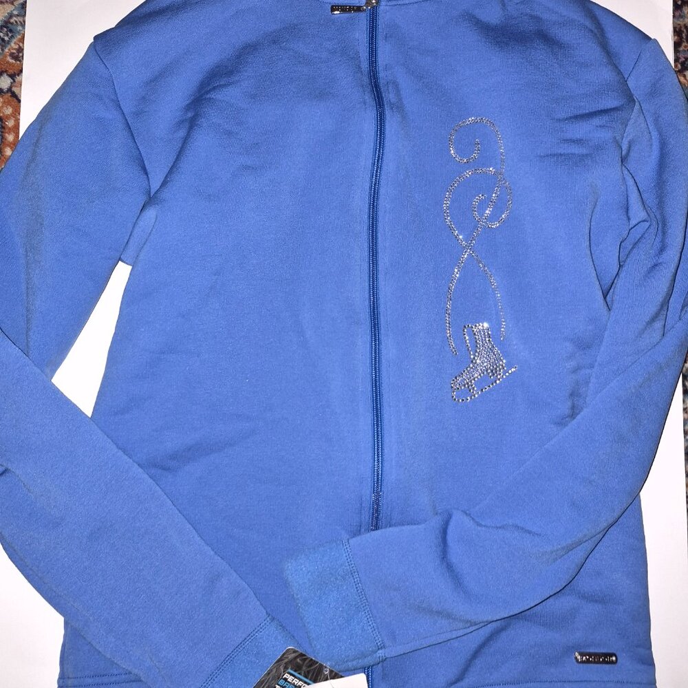 Blue figure skating Mondor Polartec jacket Rhinestone 24483 adult XL NWT new